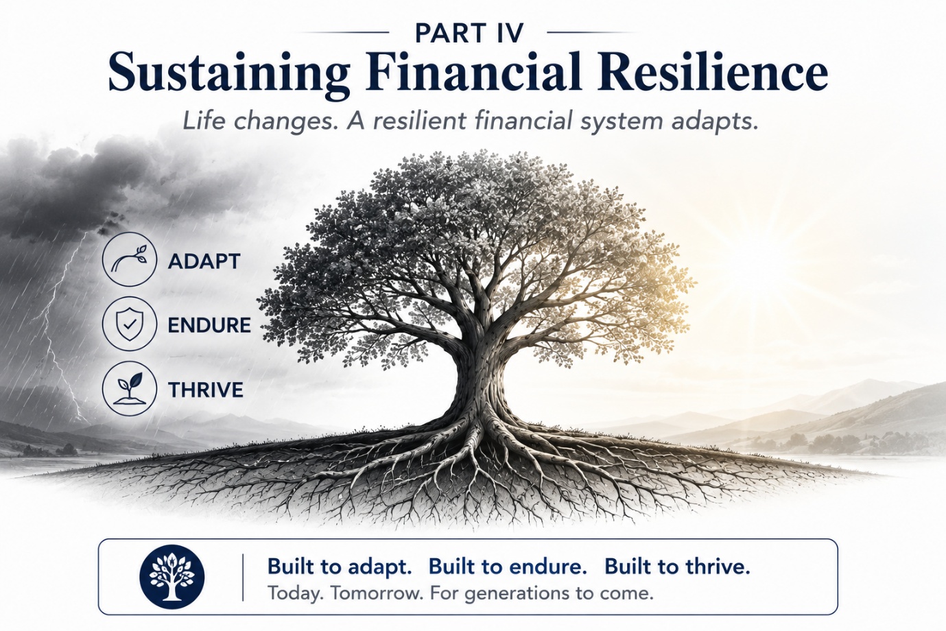 Part IV — Sustaining Financial Resilience: life changes, a resilient financial system adapts.